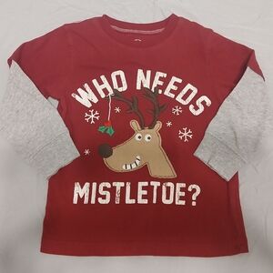 Carter's Red and Gray Reindeer Long Sleeve Tee